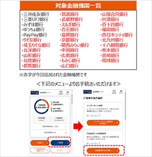 口座振替の返済日を選択可能な金融機関が増えました！